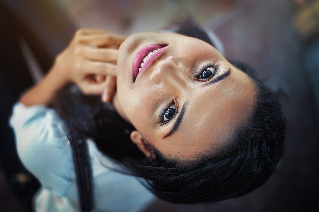 face girl close up looking up upside down makeup cosmetics look up smiling happy smiling woman young woman smile hair pose female model look smiling happy happy smile smile smile smile smile