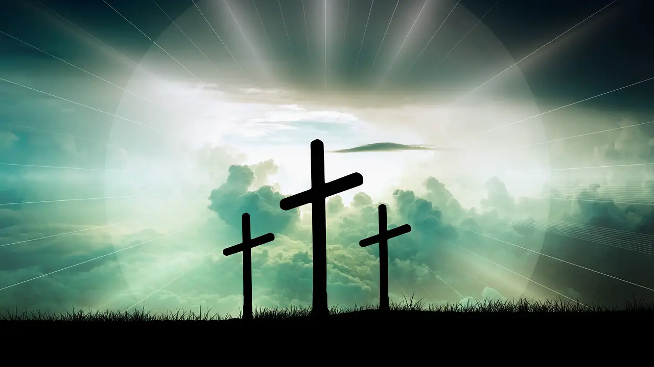 crosses clouds faith christ nature god jesus sun light sky crucifixion resurrection bible christianity church easter religion