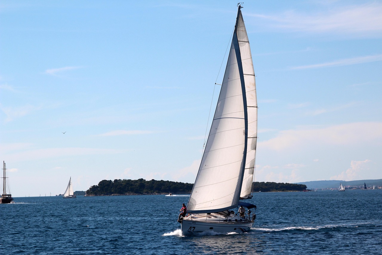 sailing ship sailboat boat mast ship boat nature sail masts sea blue lake mast