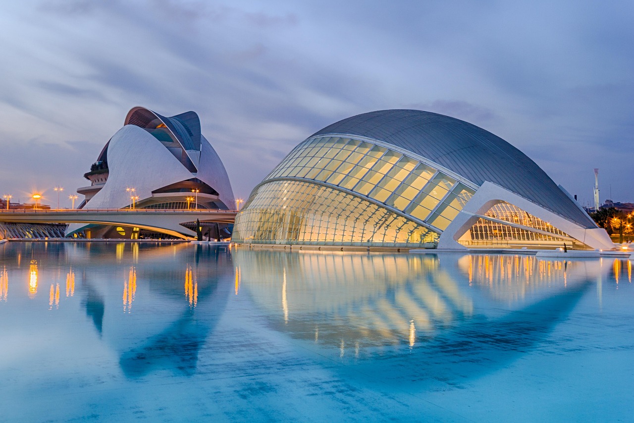 valencia spain nature calatrava sunset city of arts city of sciences architecture modernity