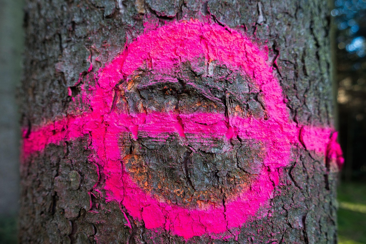 character circle stroked diameter communication nature non-verbal shape symbol round signet icon tree pink luminous color