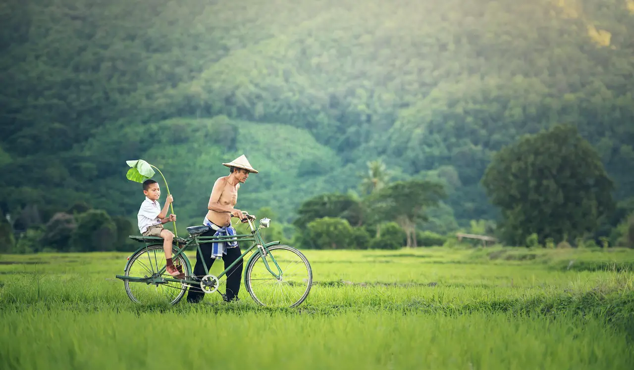 bicycle cambodia outside myanmar burma family thailand vietnamese father son meadow wetlands fathers day cambodia family family family family family thailand father father fathers day