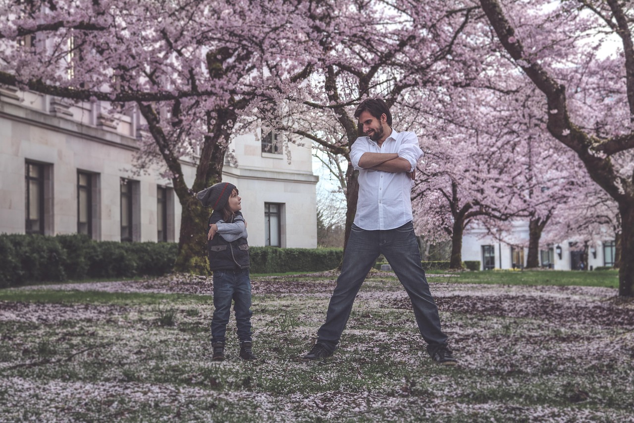 father son family boy people parent man together happy kid young dad flower background fun love childhood lifestyle portrait flower wallpaper spring trees bloom pink flowers beautiful flowers blossom gray love gray happy gray tree gray portrait gray happiness nature gray fun gray together