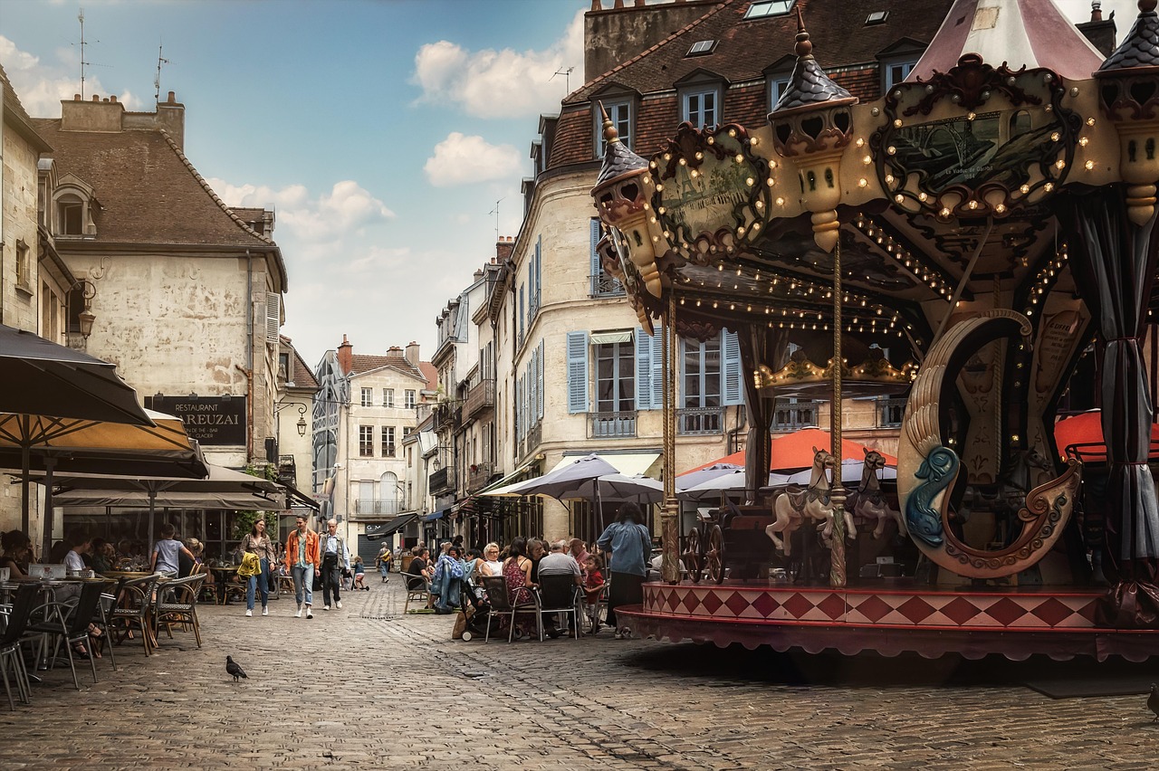 carousel old town urban dijon france street pedestrian zone people downtown shopping street city old historical street photography dijon france france france france france street street