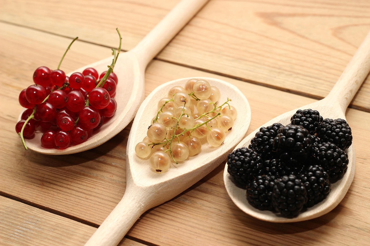 berry currants red white blackberries trowel wood fruit close up garden yummy nature plant