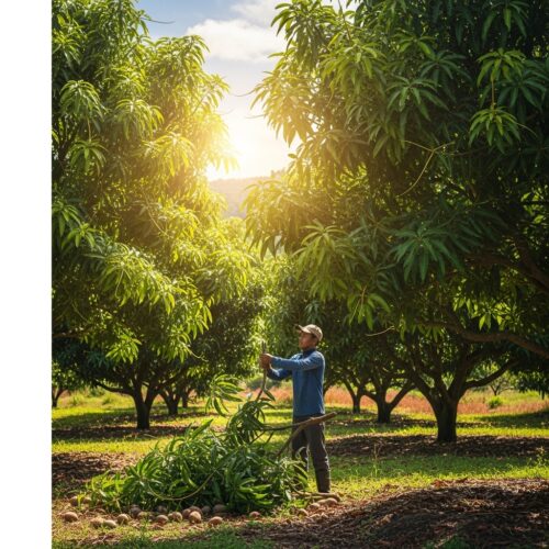 Mangobomen snoeien voor tropische boomgaarden