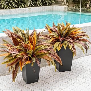 2-Pack Outdoor Artificial Boston Fern Fall Decor Flowers al for Indoor Outside Hanging Plants Garden Porch Window Box Home Wedding Farmhouse Décor