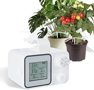 [2025 Upgraded] Automatic Drip Irrigation Kit with 20 Self Watering Planter Insert, Automatic Plant Waterer Indoor with Digital Programmable Water Timer（Intelligent Timing Watering System）