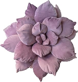3D 17" Purple Cactus Flower Pillow | Hand-Stitched Flower Pillow for Bedroom, Living Room, and Nursery | Cozy Decorative Leaf Throw Pillow