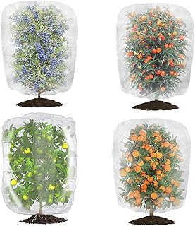 4 Pack Garden Neting Plant Insect Bird Barrier Mesh with Drawstring 3.5Ftx2.3Ft Mesh Plant Covers Freeze Protection Tomato Barrier Bag for Garden Flower Blueberry Vegetables Fruits Bird Eating