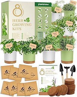 8 Herb Garden Kit - Non-Toxic BPA-Free Pots, Organic Seeds & Complete Growing Set - Elegant Indoor Herb Planter for Kitchen, Unique Housewarming & Birthday Gifts for Women, Mom, Retirement