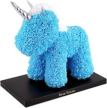 Artificial 15" Large Rose Unicorn - Gift Box Included (Blue)