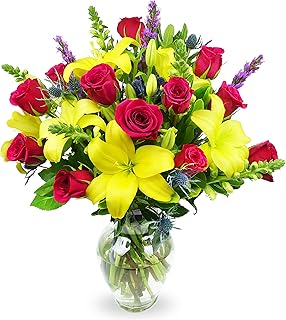 Benchmark Bouquets - Joyful Wishes (Glass Vase Included) - Fresh Flowers for Delivery - Gift for Birthday, Anniversary, Sympathy, Get Well, Congratulations, Thanksgiving, Christmas