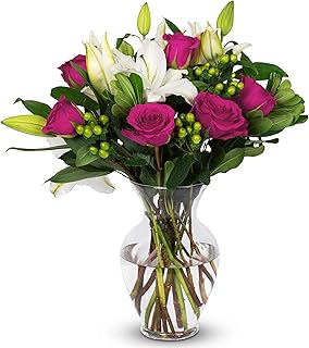 Benchmark Bouquets - Pink Elegance (Glass Vase Included) - Fresh Flowers for Delivery - Gift for Graduation, Birthday, Anniversary, Sympathy, Get Well, Congratulations