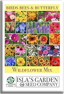 Birds, Bees & Butterflies Wildflower Mix – 500+ Seeds/PK by Isla’s Garden Seeds, Colorful Variety of Pollinator-Friendly Blooms, Supports Local Wildlife, Perfect for Garden Beds, Borders & Meadows