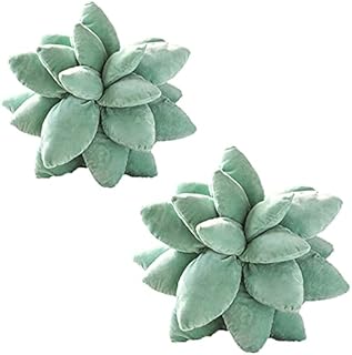 cepignoly 2Pack 3D Succulents Cactus, Cute Throw Pillows, Succulent Plush Green Flower, Plant Shaped, Novelty Succulent Pillows Decorative for Home Bedroom Room Decor (Dark Green)