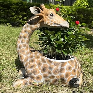Charming Giraffe Flower Pot Statue Home Decoration Animal Flower Pot Balcony Art Decoration Flower Pot Ornament Perfect Party and Festival Gift - Enhance Living Room Balcony and Courtyard Aesthetics