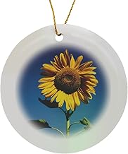 Circle Porcelain Ornament - USA, California, San Diego, A Mammoth Sunflower in Spring Valley. Flowers