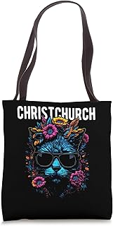 City of Christchurch Cat Wearing Sunglasses Flowers Design Tote Bag