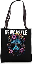 City of Newcastle Cat Wearing Sunglasses and Flowers Design Tote Bag