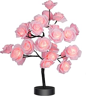 COLORLIFE Birthday Mother's Day Valentine's Day Christmas Gifts for Mom Women Daughter Wife Girlfriend Sister Pink Flower Rose Tree lamp Cute Room Decor for Bedroom Livingroom