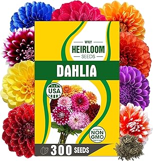 Dahlia Seeds MEGA Mix - Cut&Come-Again - Giant Blooms - 300+ Non-GMO Heirloom - Bee & Butterfly Magnet - Pack for 2026