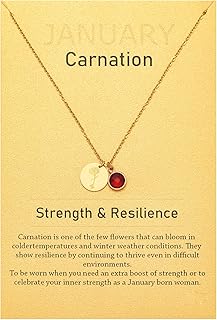 Dainty Birth Month Flower Charms Birthstone Necklace for Women Birthday Gifts,14k Gold Plated Personalized Floral Jewelry Gift for Her