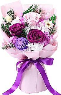 Flowers Gifts for Women, Flower for Delivery, Preserved Purple Roses Bouquets, Anniversary Birthday Flowers Gifts for Mom Grandma Wife Friends