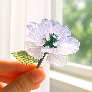 Glass Birth Month Flower, Handmade Glass Flower Birthday Gift for Mother Father Friends (January-Carnation)