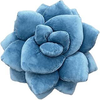 Green Philosophy Co. Succulent® Pillow 16" – Soft 3D Decorative Flower Throw Pillow, Unique Smokey Blue Plush Flower Cushion, Perfect for Couch, Sofa, Bedroom Decor, Gift for Plant Lovers