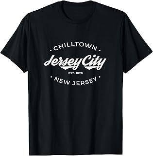 Jersey City New Jersey Chilltown T-Shirt - Black - Small - Unisex-Adults & Kids - Short Sleeve - Cotton Blend - Classic Fit - City - Vacation - Exercise & Fitness