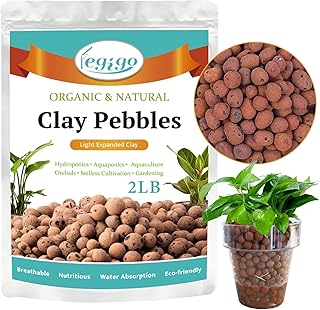 Legigo 2 LB Organic Leca Clay Pebbles for Plants, 4mm-16mm 100% Natural Leca Balls for Indoor Plants, Hydroton Clay Pebbles for Plants Hydroponic Aquaponics Growing Orchid Drainage Terrarium