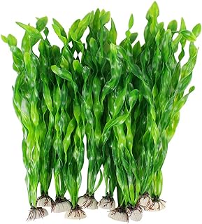 MyLifeUNIT Artificial Seaweed Water Plants for Aquarium, Plastic Fish Tank Plant Decorations 10 PCS (12 Inches Tall, Green)
