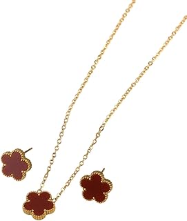 New 2025 Unisex Luxury Stainless Steel Waterproof and Resistant Plant Five Leaf Flower Set Jewelry Cute Plum Blossom Gift Women's Decoration with You Accessories Trendy Best for Women and Men