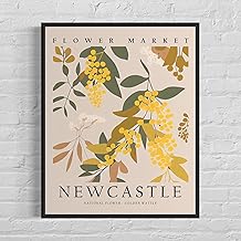 Newcastle Australia Flower Market Art Print, Golden Wattle Flower Wall Art Poster, Newcastle Australia Market Poster Decor Golden Wattle Wall Decor Print,164
