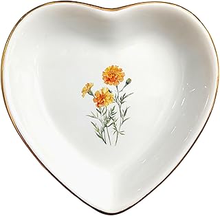 October Marigold Ring Dish-Orange Floral Jewelry Dish for Hippie,Nature,Pace-January Flower for Mom,Mother-in-law,Step Mom,Godmother,Aunt,Grandma,Sister,Friend-Virgo Birthday Gifts