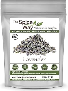 The Spice Way Lavender Flowers - (2 oz) dried flower buds for tea and culinary use - Culinary Lavender Buds - Dried Edible Lavender for Drinks, Chicken, Lavender Tea and More Dried Lavendar Recipes