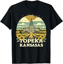 Topeka Skyline Vintage Topeka Kansas Floral Cityscape T-Shirt