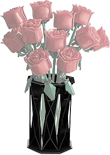 Vase for Lego Flowers - Acrylic Vase for Lego Roses Cherry Blossom Sunflower Tulips Daffodils Lotus Home Decoration for Women Adults(Black)