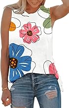 VKEGNIO Vintage Flower Tank Top Women Summer Graphic Sleeveless Tops Tank Bohemian Cute Print Casual Summer Shirts