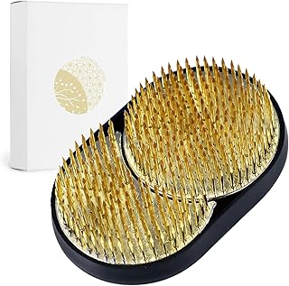 Wazakura Sun and Moon Ikebana Kenzan, Made in Japan, Pin Frog Japanese Flower Holder for Floral Arrangement - 3-3/4"x2-1/4 Brass