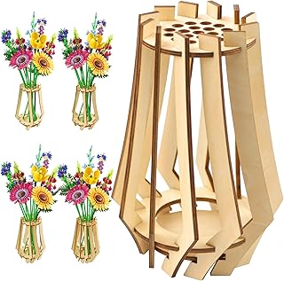 Wooden Vase for Lego Flower Bouquet - Display Stand for Roses, Cherry Blossom, Sunflower, Tulips, Daffodils, Lotus - Gift for Flower Building Set Lovers