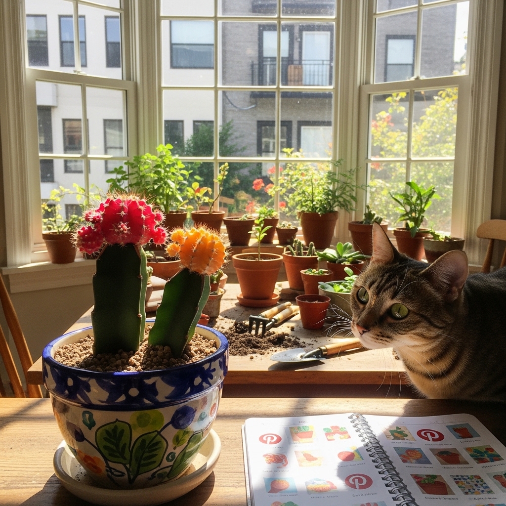 21. Moon Cactus (Gymnocalycium mihanovichii)