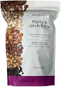 Molly's Orchid Potting Mix - Premium Gritty Soilless Orchid Mix - Chunky High Drainage vs Standard Potting Soil for Indoor Plants - Contains Bark, Coco Chips, Akadama, Pumice, Lava Rock 3 Dry Quarts