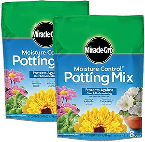 Miracle-Gro Moisture Control Potting Mix - Plant Soil For Container Plants, Protects against Over- and Under-Watering, 8 qt. (2-Pack)