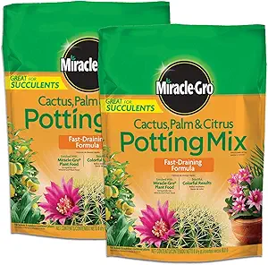 Miracle-Gro Cactus, Palm and Citrus Potting Mix, for Indoor or Outdoor Potted Plants, Great for Succulents, 8 qt., 2-Pack