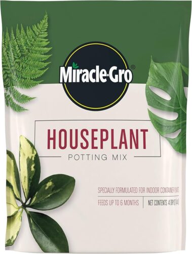 Miracle-Gro Houseplant Potting Mix - Fertilized Indoor Plant Soil for Containers, Designed to be Less Prone to Gnats, 4 qt.