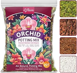 Riare 2QT Orchid Potting Mix for Repotting- Orchid Repotting Kit Include Moss, Pine Bark, Perlite, Coco Peat- Premium Orchid Soil Medium for Indoor Potted Plants Root Ventilation & Expanding