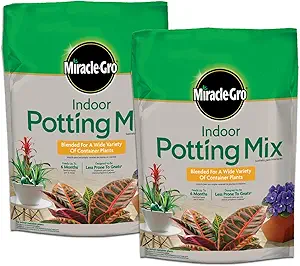 Miracle-Gro Indoor Potting Mix, Blended for a Variety of Houseplants, Feeds for up to 6 Months, 6 qt., 2-Pack