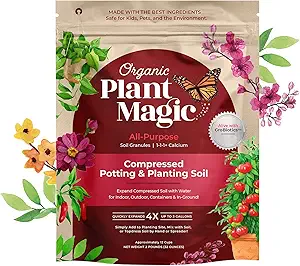 Compressed Organic Potting Soil for Garden, Plants & Vegetables - Expands 4x When Mixed with Water - Indoor or Outdoor Use - Plant Food Mix Derived from Natural Coconut Coir & Worm Castings Fertilizer